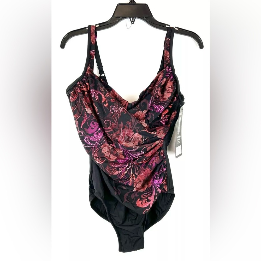 Miraclesuit Women’s Seraphina Black Multi Underwire One Piece Swimsuit Size 10